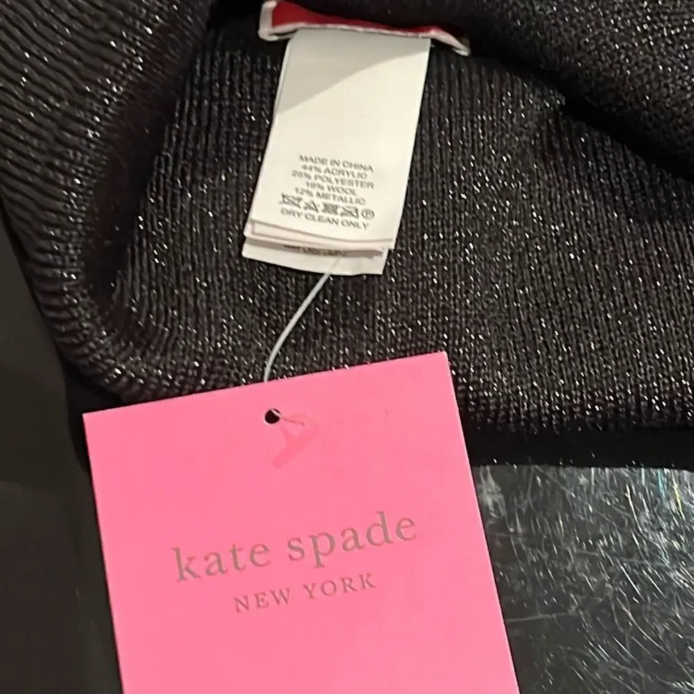NWT Kate Spade metallic beanie black
